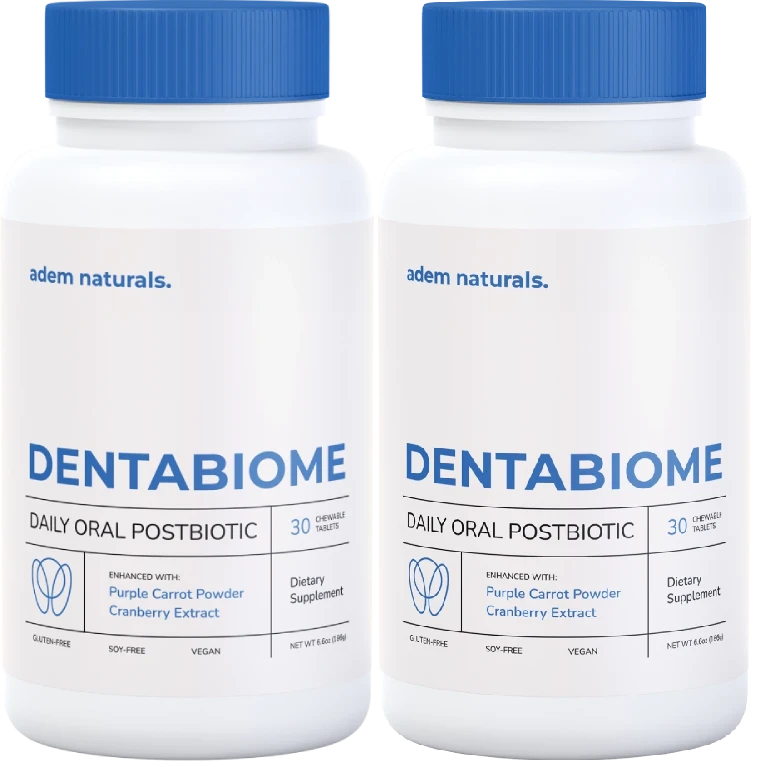 DentaBiome 2-bottle 60-day supply — oral postbiotic chewable tablet breaking the FabM acid-lock protecting harmful bacteria
