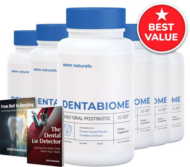DentaBiome 6-bottle most popular 180-day supply — best value with free US shipping and 2 free bonuses